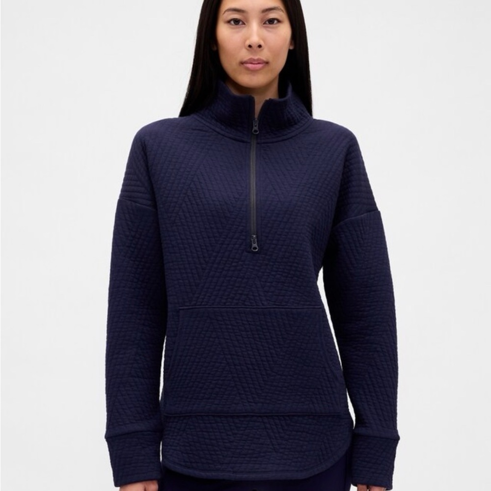 GapFit Quilted Jacquard Half-Zip Pullover sz L